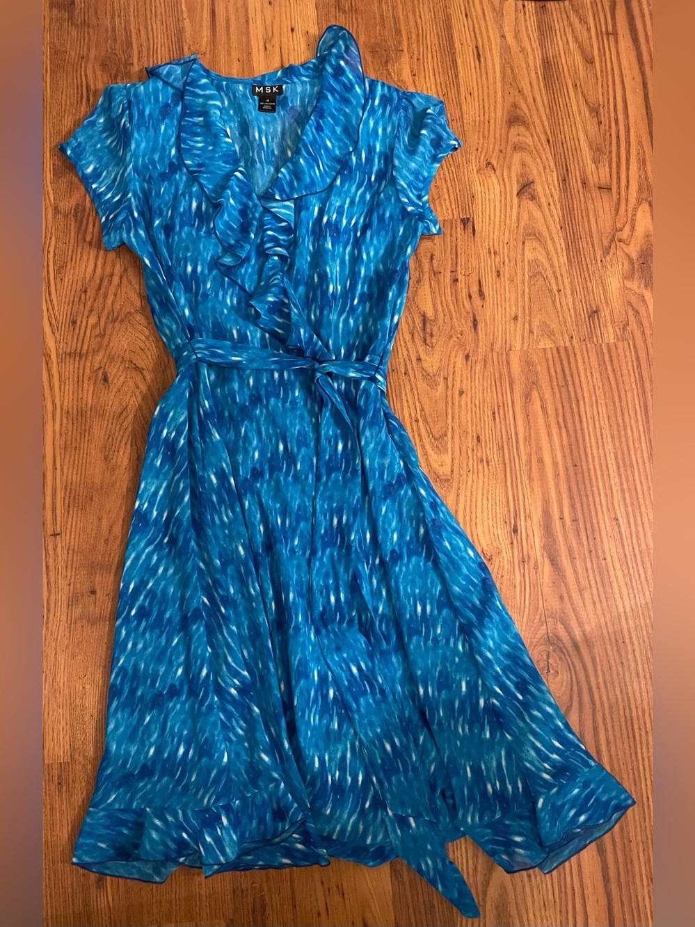 Vintage MSK Teal-Blue Ruffle Dress